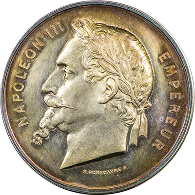 Exposition Universelle de MDCCCLXVII à Paris, Récompenses medal, 1867 Silver medal Exposition Universelle de MDCCCLXVII à Paris, Récompenses medal, 1867 Silver medal