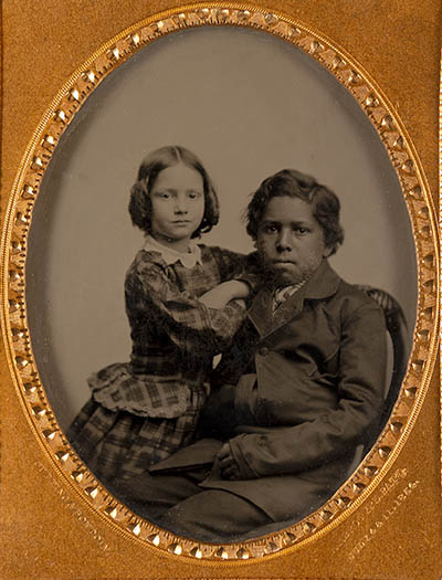 Two enslaved children, likely Mary Mildred Williams and her brother Oscar Ambrotype