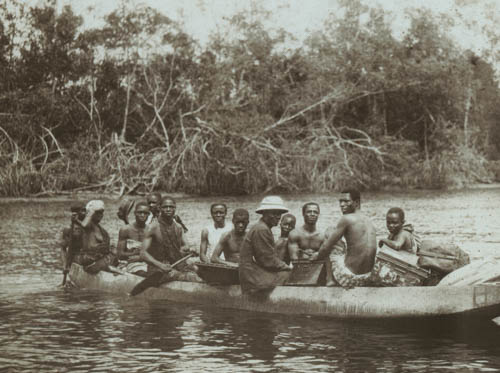 Carries crossing a river Lantern slide