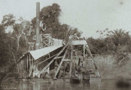 Abandoned gold dredge Lantern slide