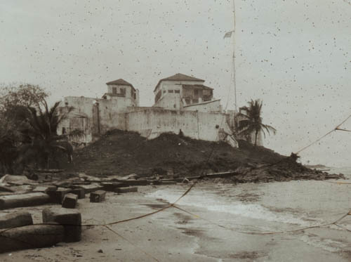 Where we first land at Axim, by the old Dutch fort built 1515 Lantern slide