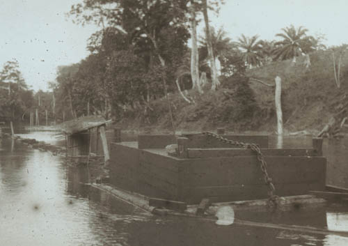 Boom in main river to catch logs Lantern slide