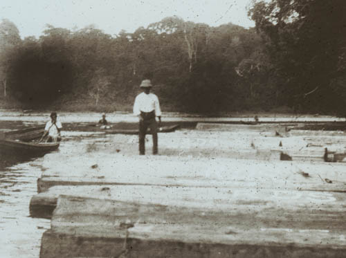 Inspecting a raft Lantern slide