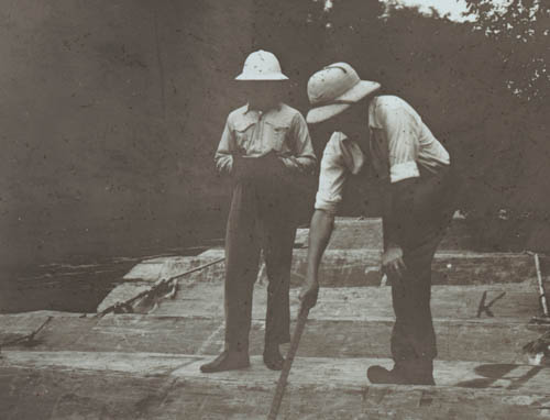 Measuring logs Lantern slide