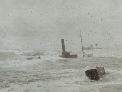 Wreck of a launch Lantern slide