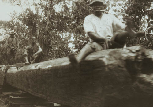 Logs on truck--Half Assinee Lantern slide
