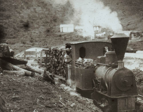 Wood burning engine [locomotive] Lantern slide