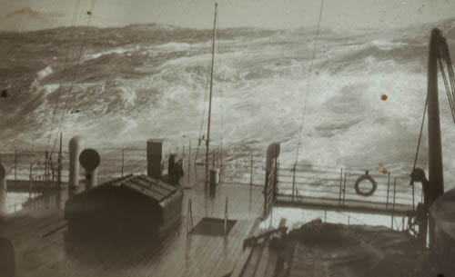 Carmania crossing in November Lantern slide