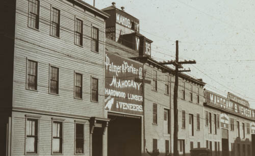 Office and lumber shed Lantern slide