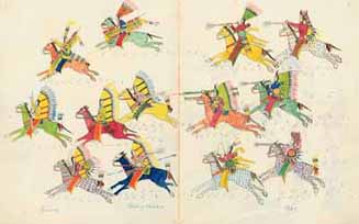 Sioux and Ute tribes at war Ink, colored pencil, graphite on wove paper,