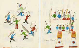 Osage war dance Ink, watercolor on wove paper