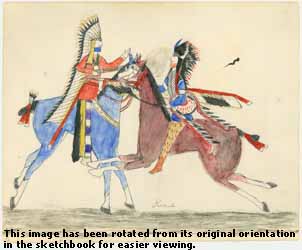 Fighting Osage and Kiowa Chiefs Ink, watercolor on wove paper
